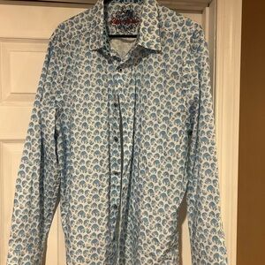Robert Graham Light Blue Skull Pattern Shirt